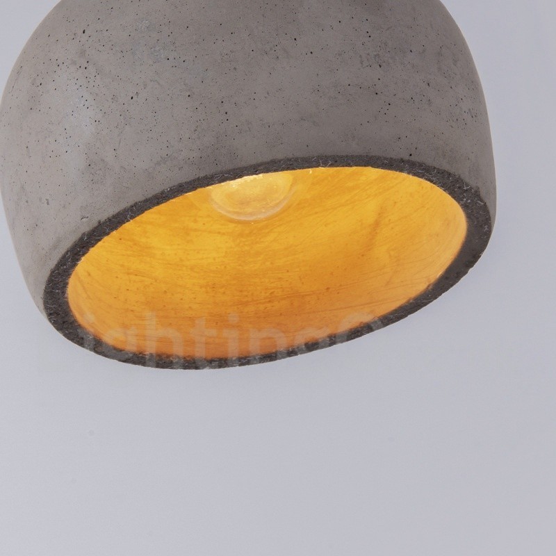 Lampada a sospensione singola vintage in legno e cemento