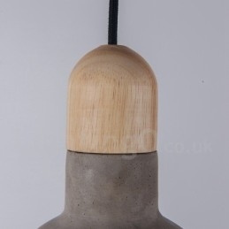Lampada a sospensione singola vintage in legno e cemento