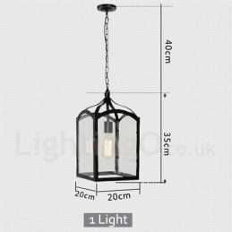 Lampada a sospensione rustica in metallo e vetro