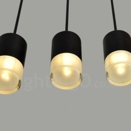 Lampada a sospensione nera a 3 luci con paralume in vetro