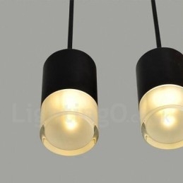 Lampada a sospensione nera a 3 luci con paralume in vetro