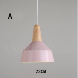 Lampada a sospensione moderna in legno e metallo multicolore