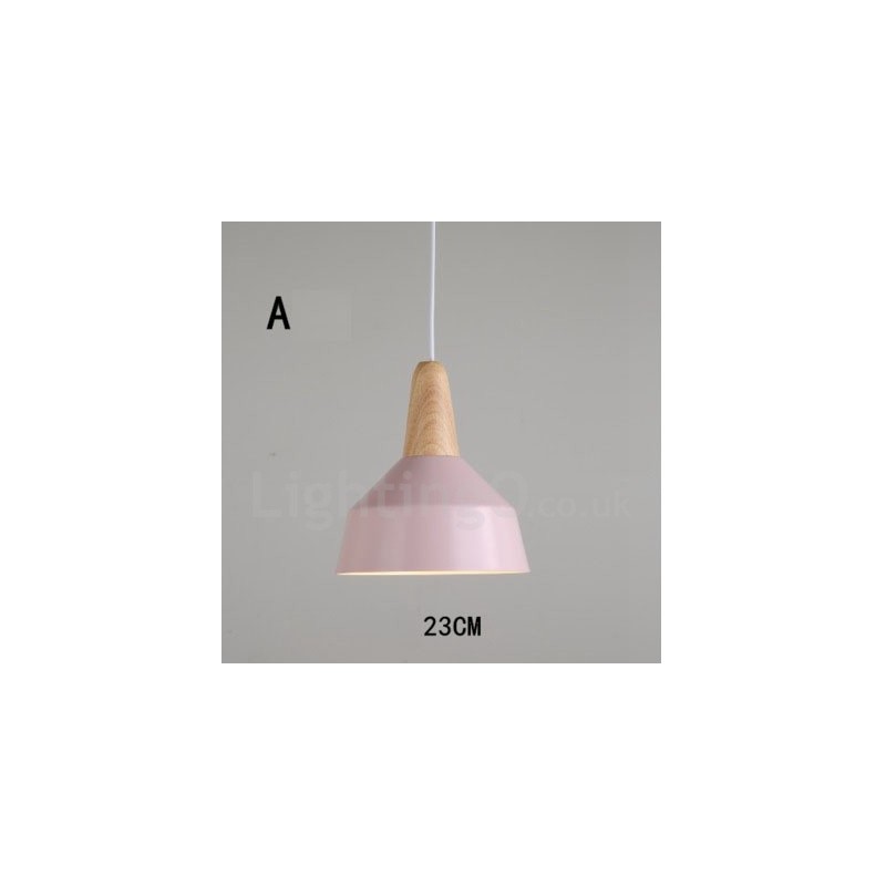Lampada a sospensione moderna in legno e metallo multicolore
