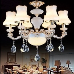 Lampadario in giada naturale e cristallo europeo, stile candela