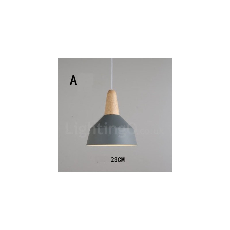 Lampada a sospensione moderna in legno e metallo multicolore