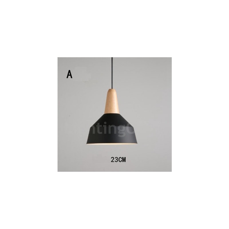 Lampada a sospensione moderna in legno e metallo multicolore
