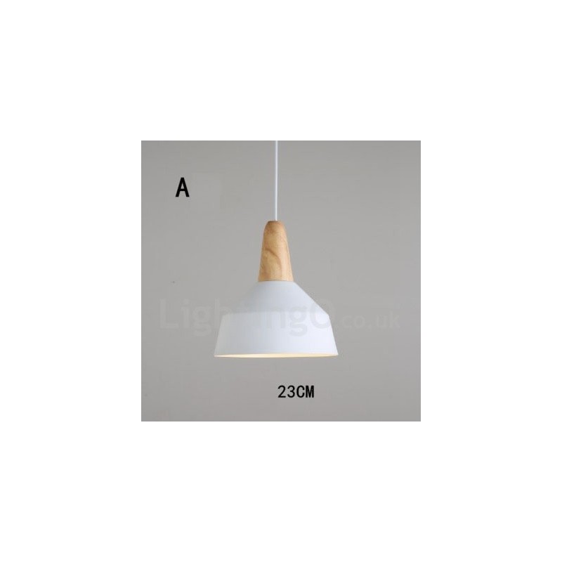 Lampada a sospensione moderna in legno e metallo multicolore