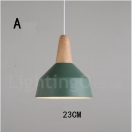 Lampada a sospensione moderna in legno e metallo multicolore