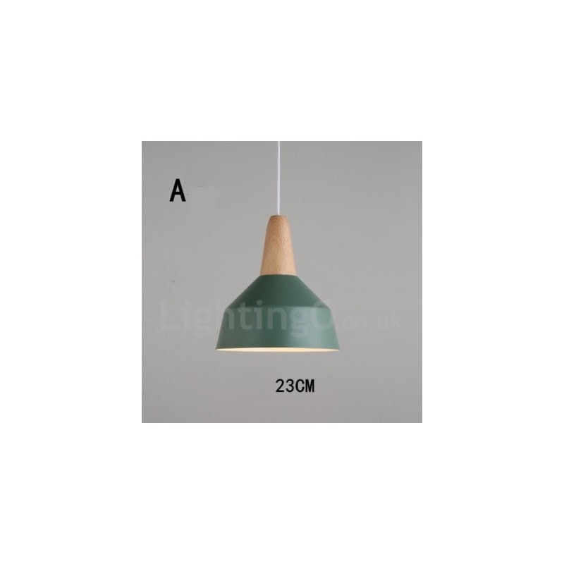 Lampada a sospensione moderna in legno e metallo multicolore