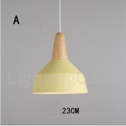 Lampada a sospensione moderna in legno e metallo multicolore