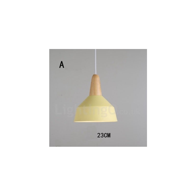 Lampada a sospensione moderna in legno e metallo multicolore