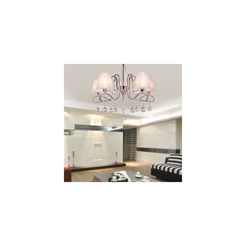 Lampadario contemporaneo in cristallo elettroplaccato argento 60 cm