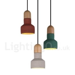 Lampada a sospensione vintage in legno e cemento multicolore 120x220 mm