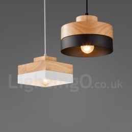 Lampada a sospensione in legno e metallo moderna 18x10 cm
