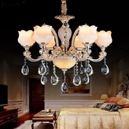 Lampadario a sospensione in giada e cristallo stile europeo