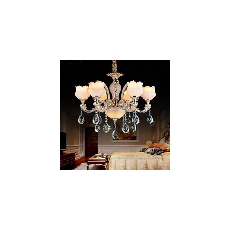 Lampadario a sospensione in giada e cristallo stile europeo