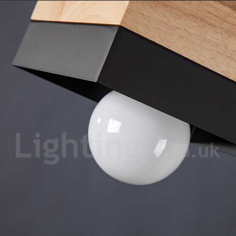 Lampada a sospensione in legno e metallo moderna 18x10 cm