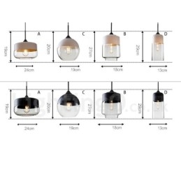 Lampada a sospensione moderna con paralume in vetro, 200x300 mm, 1 lampadina