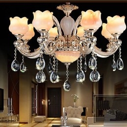 Lampadario a sospensione in giada e cristallo stile europeo