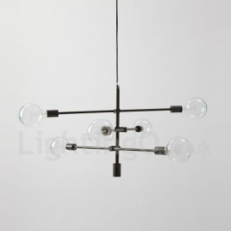 Lampadario in rame a 6 luci con paralume in vetro