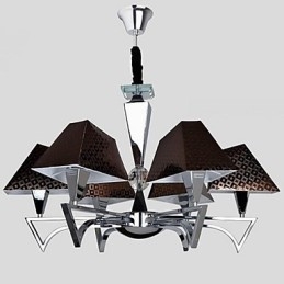Lampadario moderno/contemporaneo in ferro battuto a 6 luci, finitura cromata, argento