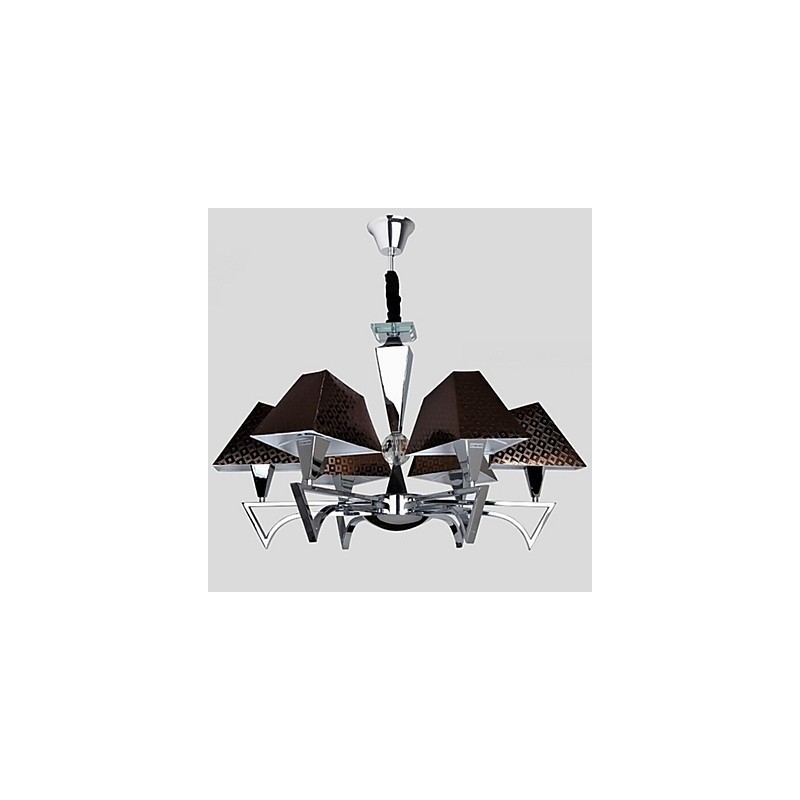 Lampadario moderno/contemporaneo in ferro battuto a 6 luci, finitura cromata, argento