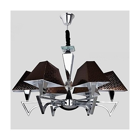 Lampadario moderno/contemporaneo in ferro battuto a 6 luci, finitura cromata, argento