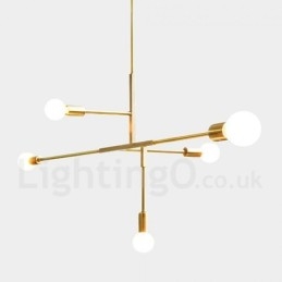 Lampadario moderno contemporaneo in rame a 5 luci LED 980 mm