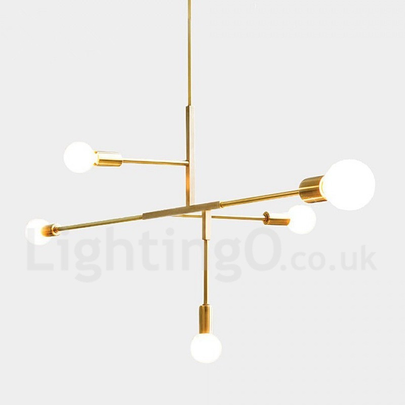 Lampadario moderno contemporaneo in rame a 5 luci LED 980 mm