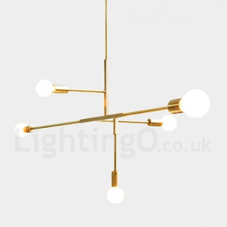 Lampadario moderno contemporaneo in rame a 5 luci LED 980 mm