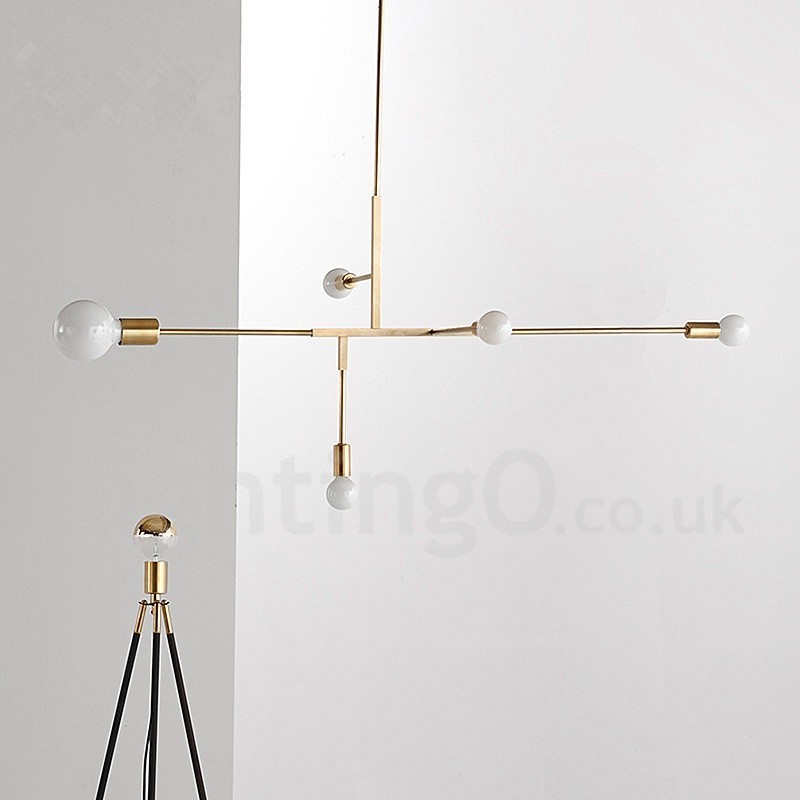 Lampadario moderno contemporaneo in rame a 5 luci LED 980 mm