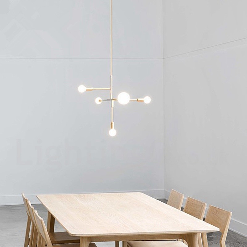 Lampadario moderno contemporaneo in rame a 5 luci LED 980 mm