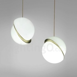 Lampada a sospensione moderna in rame e vetro