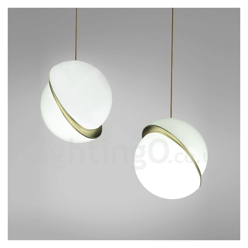 Lampada a sospensione moderna in rame e vetro