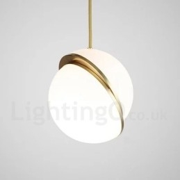 Lampada a sospensione moderna in rame e vetro
