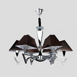 Lampadario moderno/contemporaneo in ferro battuto a 6 luci, finitura cromata, argento