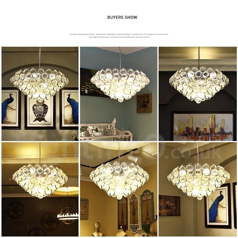 Lampada a sospensione moderna contemporanea in vetro 1 luce 45 x 45 cm