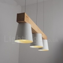 Lampada a sospensione in legno moderna e contemporanea a 3 luci