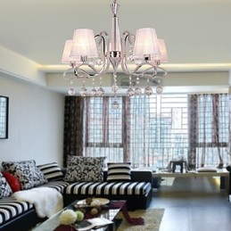 Lampadario contemporaneo in cristallo elettroplaccato argento 60 cm