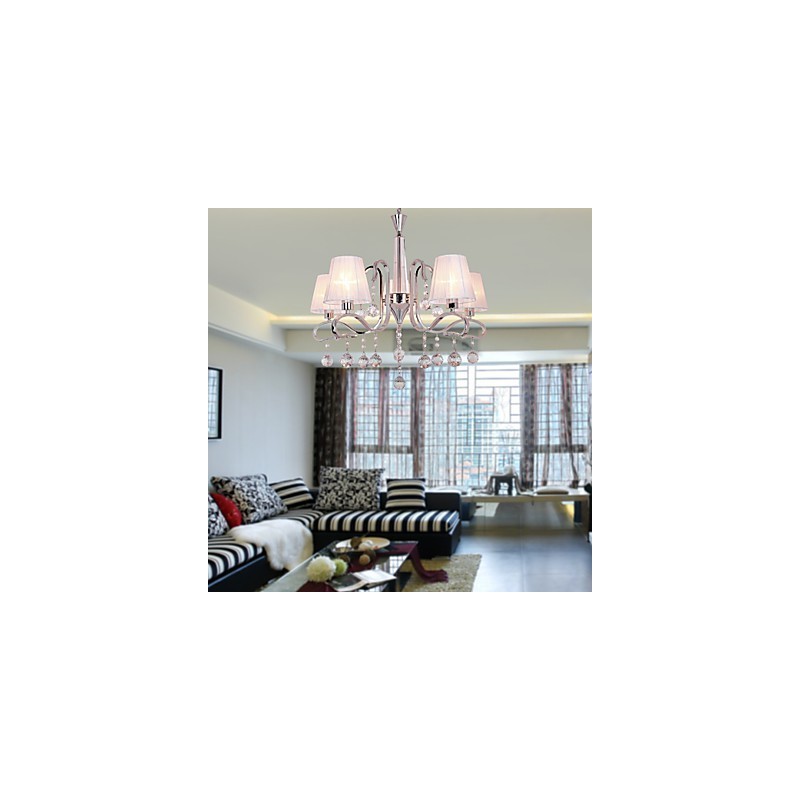 Lampadario contemporaneo in cristallo elettroplaccato argento 60 cm