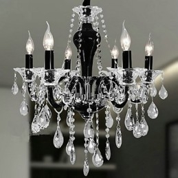 Lampadario in cristallo classico a 6 luci nero