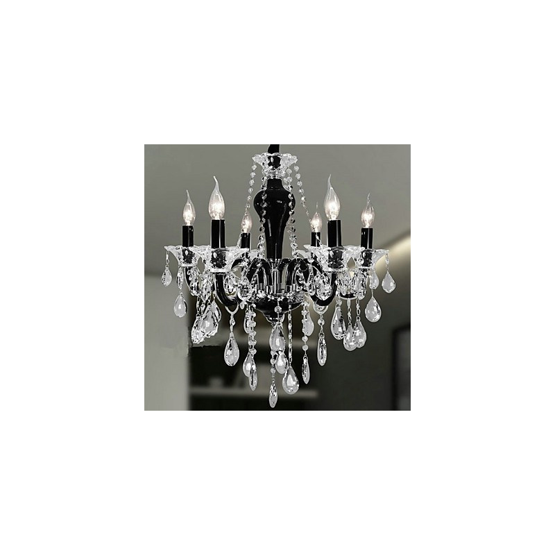 Lampadario in cristallo classico a 6 luci nero