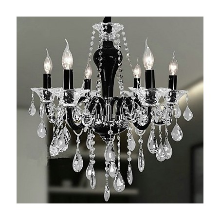 Lampadario in cristallo classico a 6 luci nero