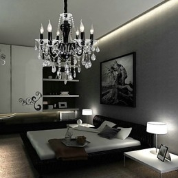 Lampadario in cristallo classico a 6 luci nero