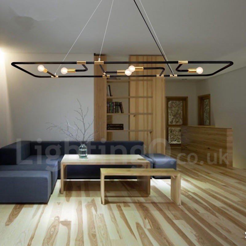 Lampada a sospensione contemporanea a 5 luci in metallo 100 x 34 cm