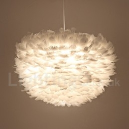 Lampada a sospensione in tessuto bianco effetto piuma 650 mm