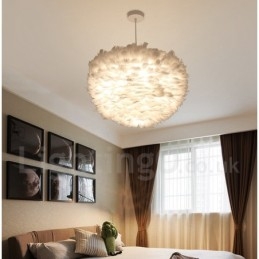Lampada a sospensione in tessuto bianco effetto piuma 650 mm