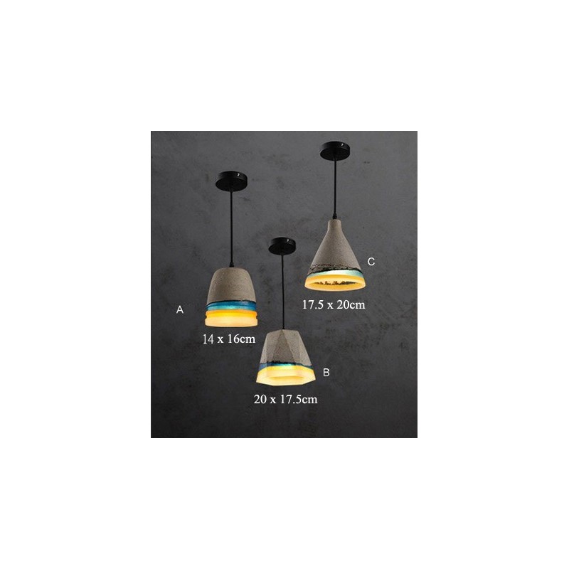 Lampada a sospensione vintage in cemento