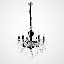 Lampadario in cristallo classico a 6 luci nero