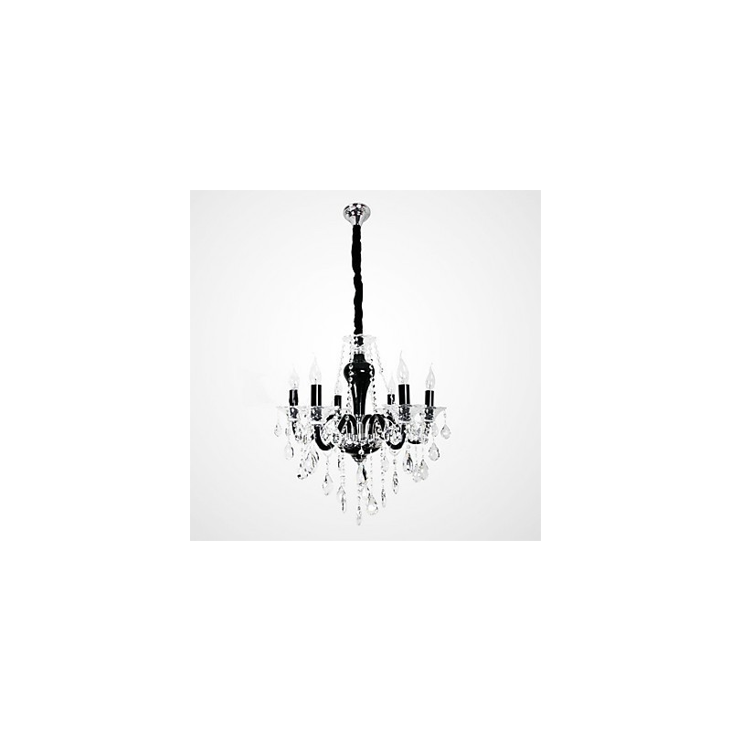 Lampadario in cristallo classico a 6 luci nero